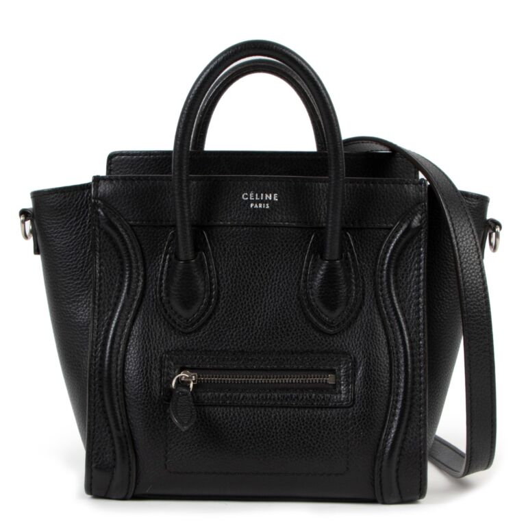 Celine drummed calfskin nano luggage black outlet