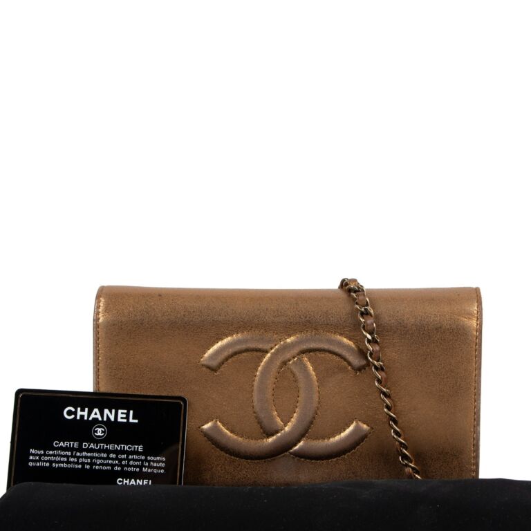 Chanel Metallic Bronze Timeless CC Wallet On Chain ○ Labellov