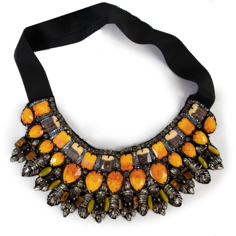 Etro Orange Beaded Crystal Necklace Labellov Buy and Sell