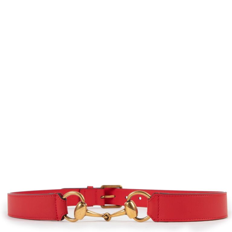 Gucci Red Leather Horsebit Belt size 80 Labellov Buy and