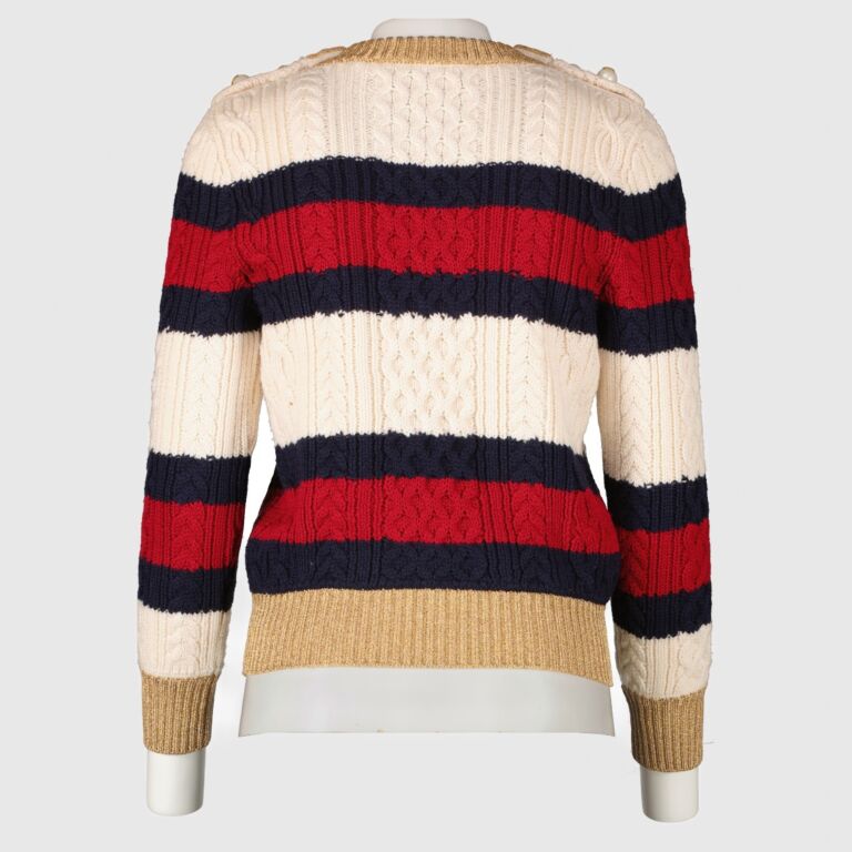 Gucci Striped Wool Cable Knit Sweater - Size S ○ Labellov ○ Buy