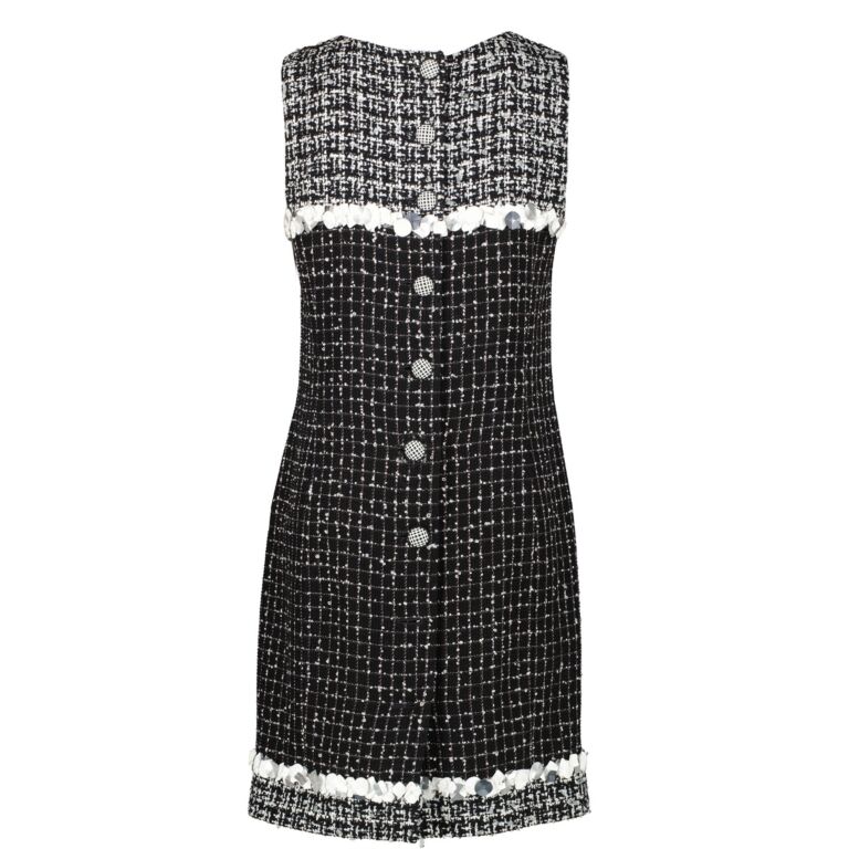 Chanel - Black Tweed Jumper Dress w/ Gold Metallic Accents Sz 36 – Current  Boutique
