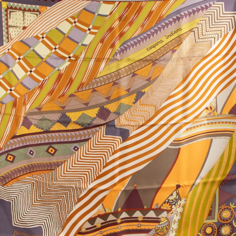 Hermès Coupons Indiens Silk Carre 90 Scarf ○ Labellov