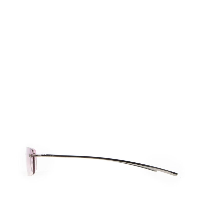 小物 00s archive GUCCI rimless sunglasses y2 Gucci Vintage Pink Rimless Rectangle Sunglasses ○ Labellov