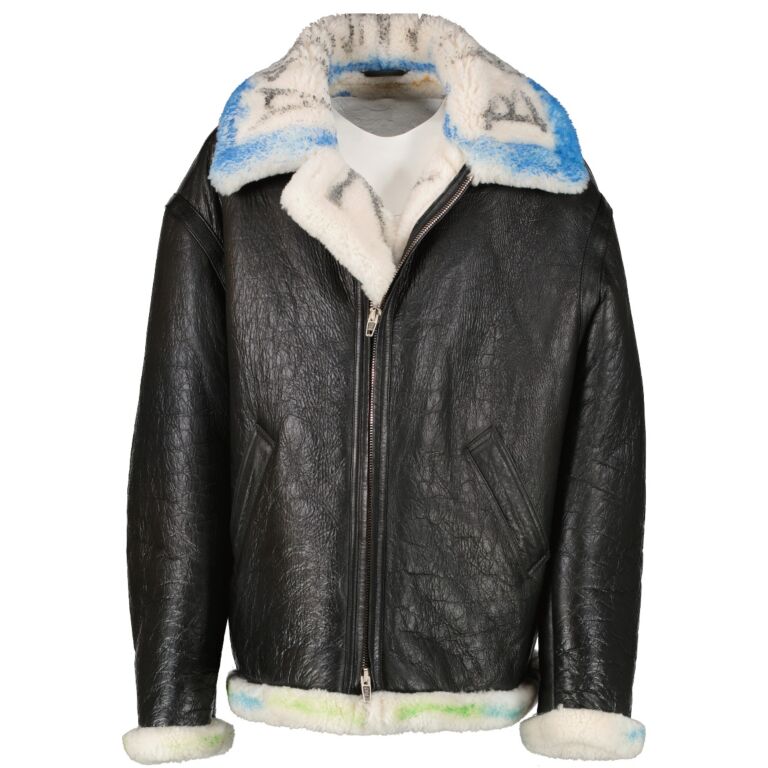 Balenciaga Fall Winter 2018 Graffiti Shearling Coat Size 48
