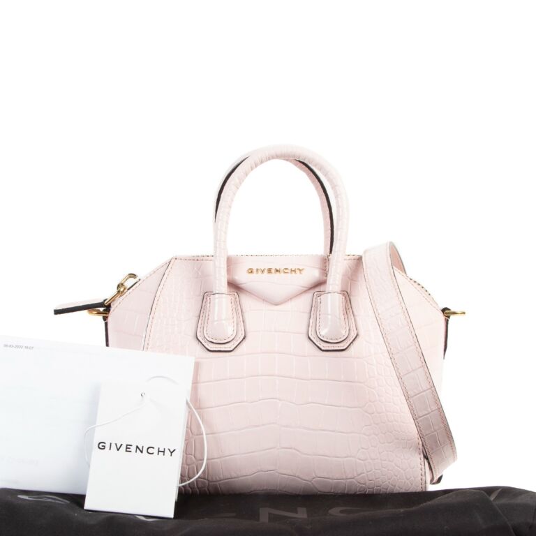 Givenchy Pink Mini Antigona Crocodile-Embossed Handbag ○ Labellov ○ Buy and  Sell Authentic Luxury