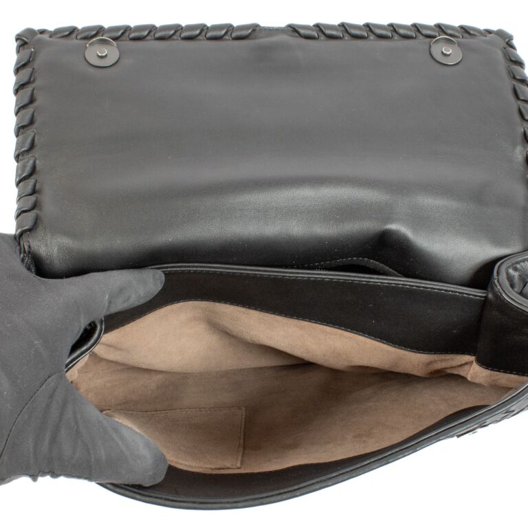 Bottega Veneta Black Intrecciato Medium Olimpia Bag