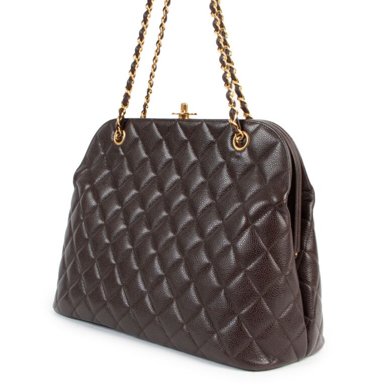 A CHOCOLATE CAVIAR LEATHER SHOULDER BAG, CHANEL, 1996-1997