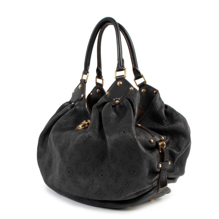Louis Vuitton Black Mahina L Monogram Perforated Hobo Bag