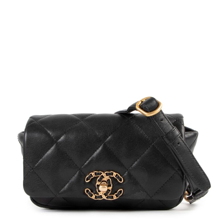 Chanel Autumn 2020 Black Goatskin 19 Waist Bag ○ Labellov ○ Buy