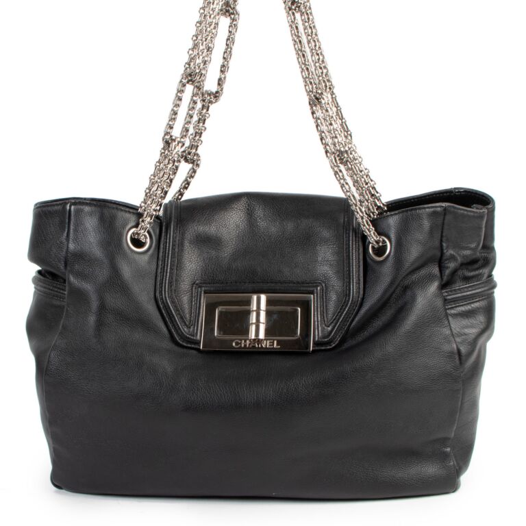 Chanel 2.55 Reissue Mademoiselle Giant Lock Black Leather Tote Bag