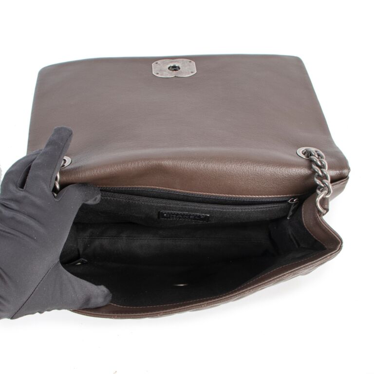 Chanel Brown Metallic Quilted Goatskin City Rock Flap Shoulder Bag