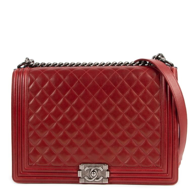 Chanel Burgundy Large Boy Chanel Bag Labellov Buy and Sell