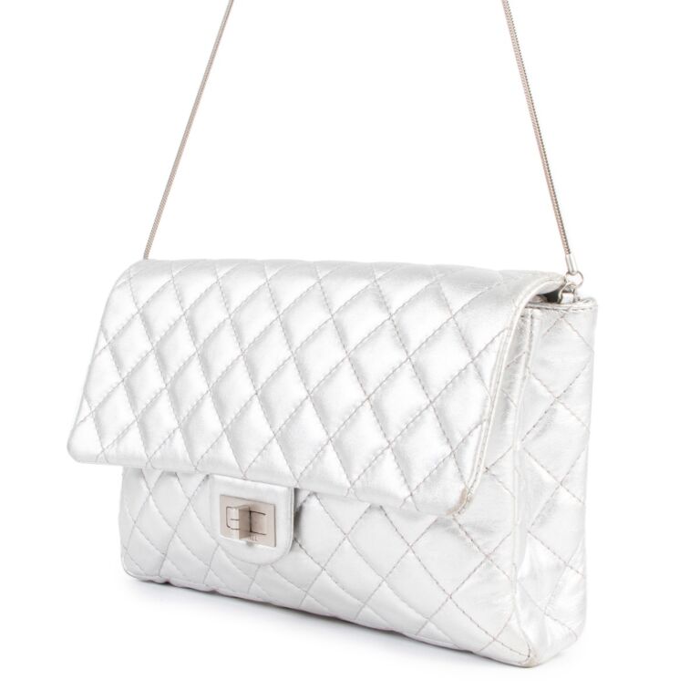 Chanel Silver Quilted Reissue 2.55 Clutch With Chain ○ Labellov ○ Buy and  Sell Authentic Luxury