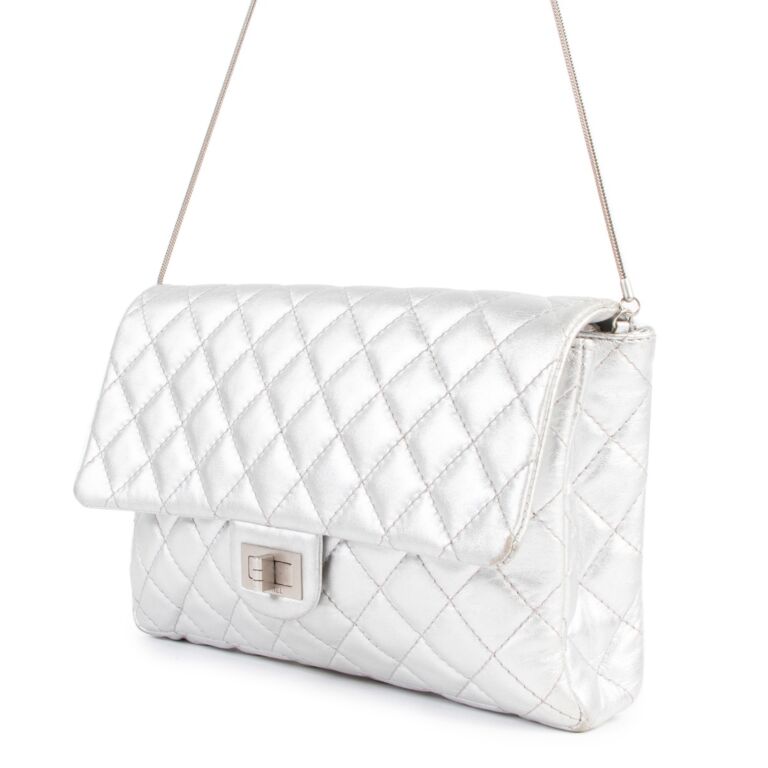 Chanel Silver Quilted Reissue 2.55 Clutch With Chain ○ Labellov