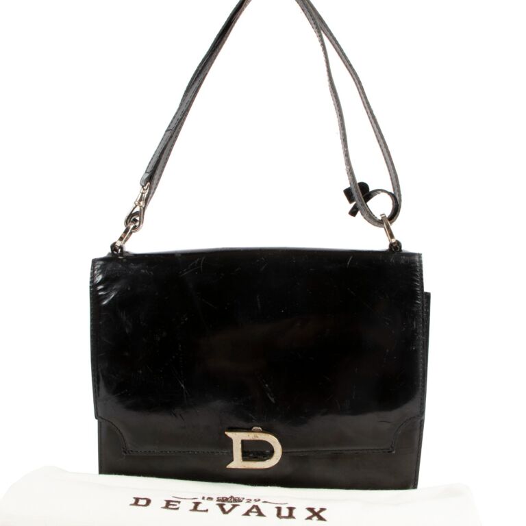 Delvaux Black Patent Leather Vintage Shoulder Bag