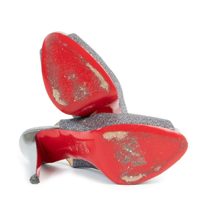 Christian Louboutin Silver/Anthracite Lady Glitter No Prive 120