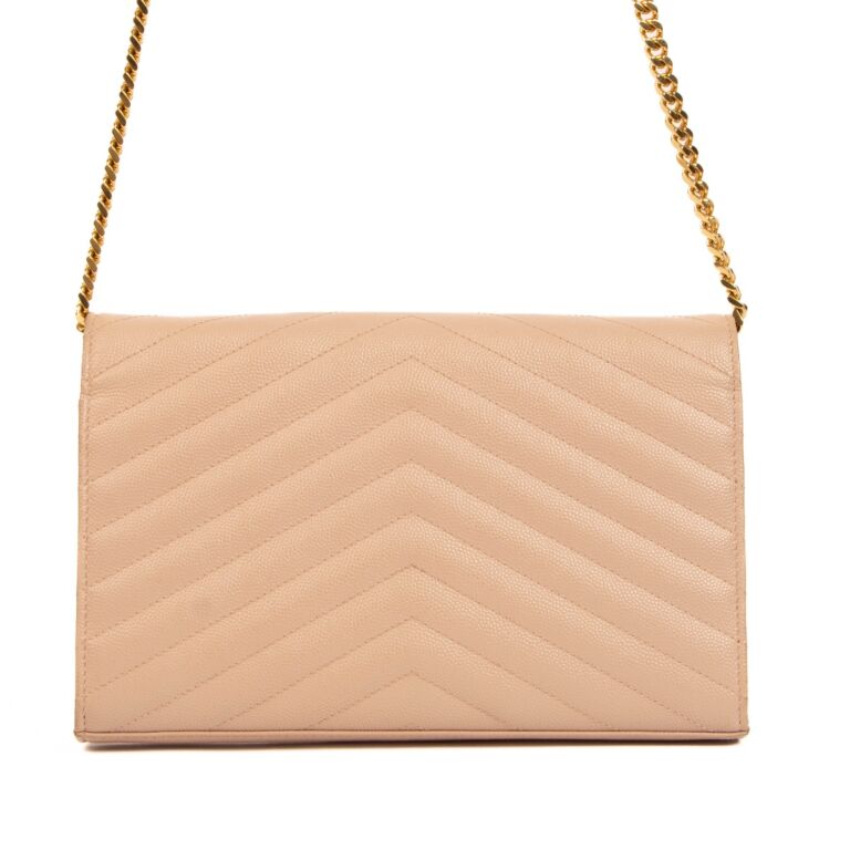 Saint laurent pink wallet on 2025 chain