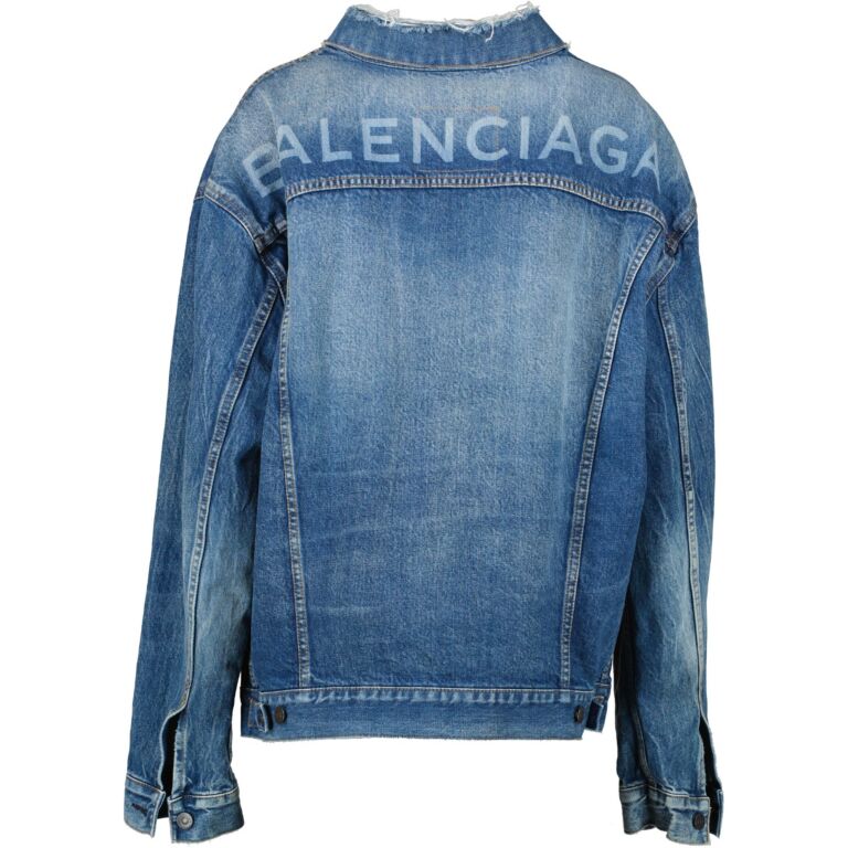 Balenciaga Distressed Back Logo Oversized Denim Jacket Size FR38 Labellov Buy and Sell Authentic Luxury