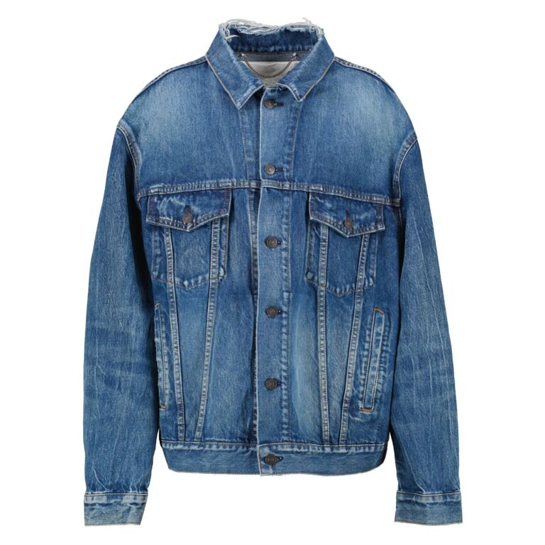 Distressed back top denim jacket