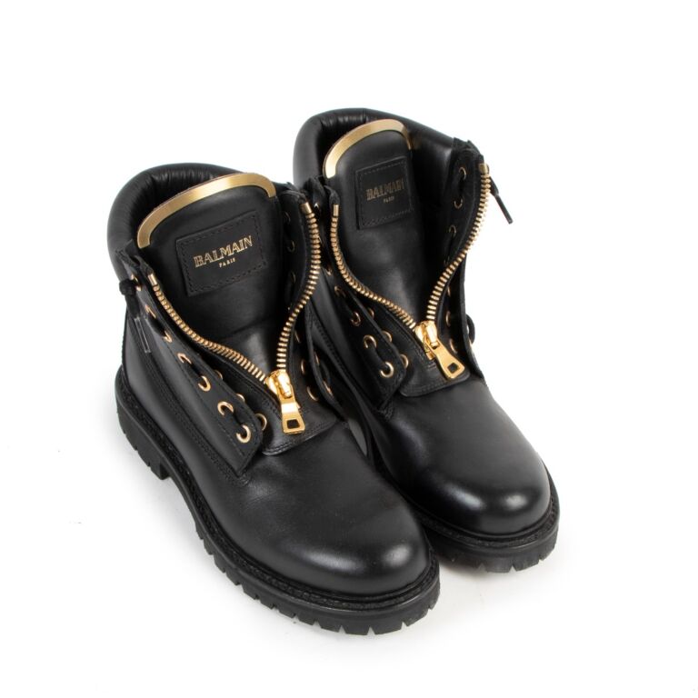 Classic Color Duo: Balmain Black and Gold Leather Taiga Boots