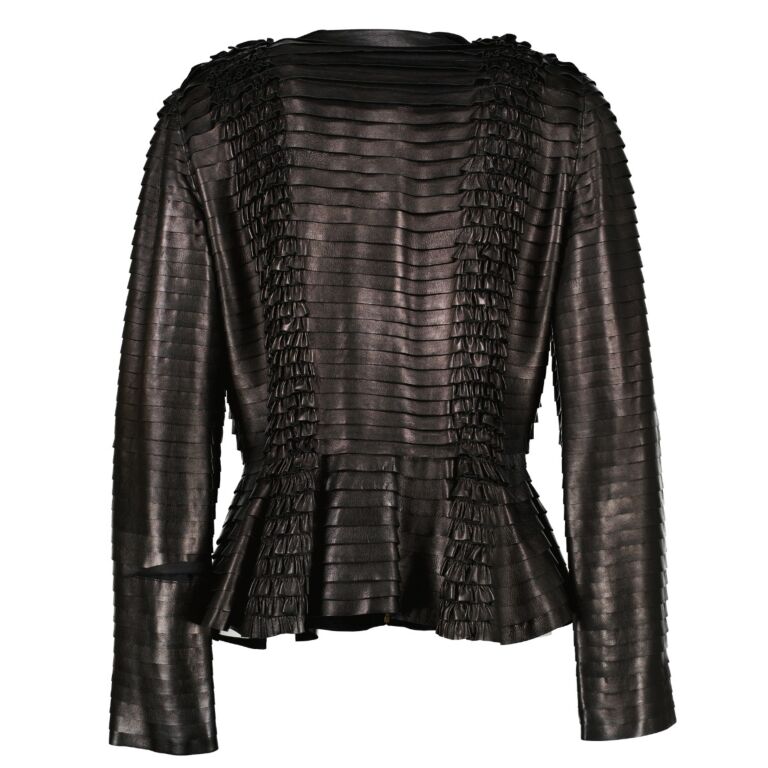 Gucci Black Leather Ruffle Jacket - IT42 ○ Labellov ○ Buy