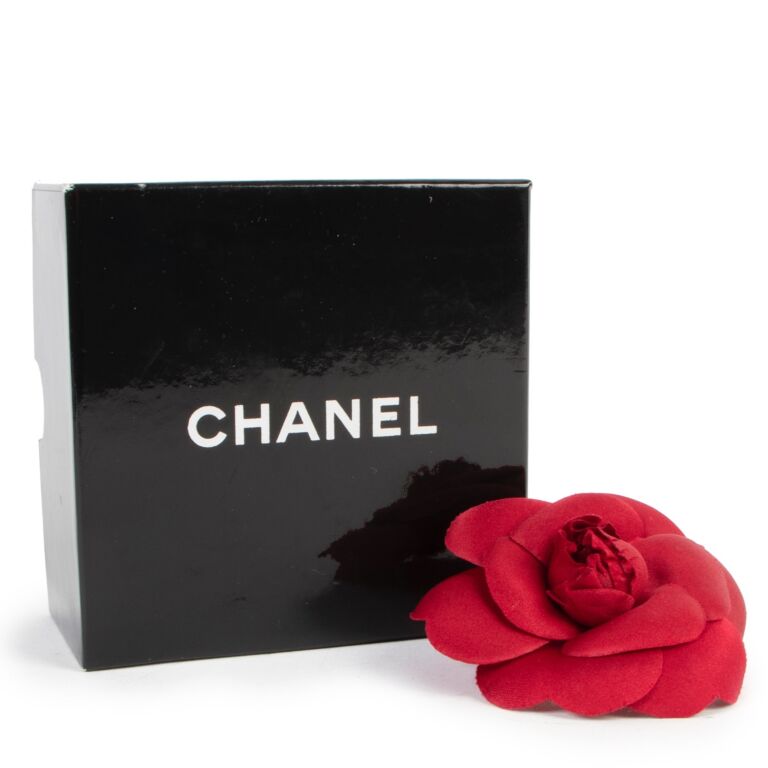 Chanel Red Camellia Brooch Labellov Buy and Sell Authentic Luxury