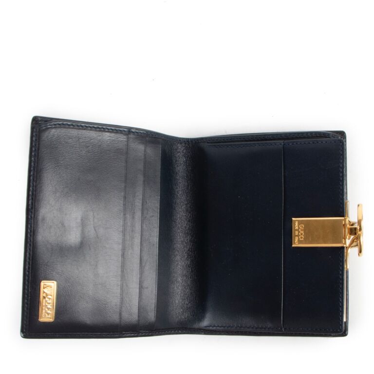 Gucci Blue Monogram Canvas Vintage Wallet Labellov Buy and Sell Authentic Luxury