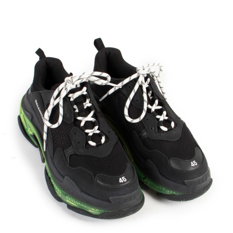 Balenciaga Triple S Black Green Clear Sole Sneakers Size 45