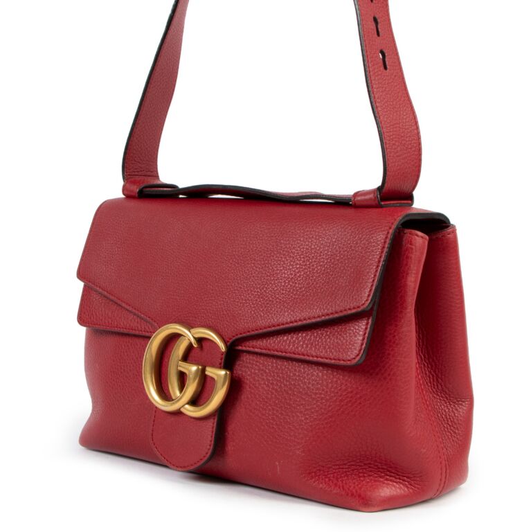 Gucci Red GG Marmont Top Handle Bag For Sale at 1stDibs