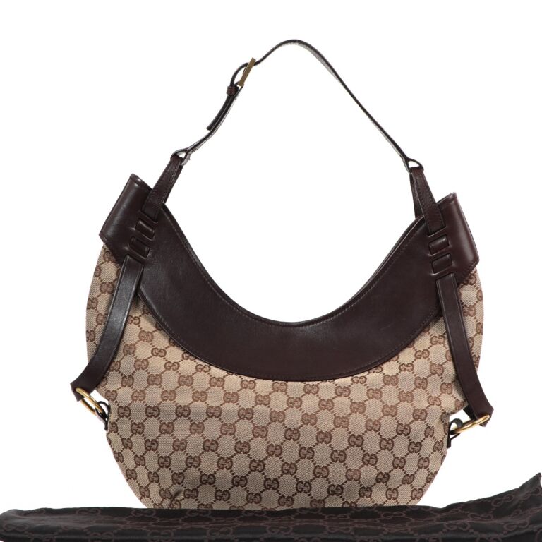 Gucci GG Canvas Half Moon Hobo Bag ○ Labellov ○ Buy and