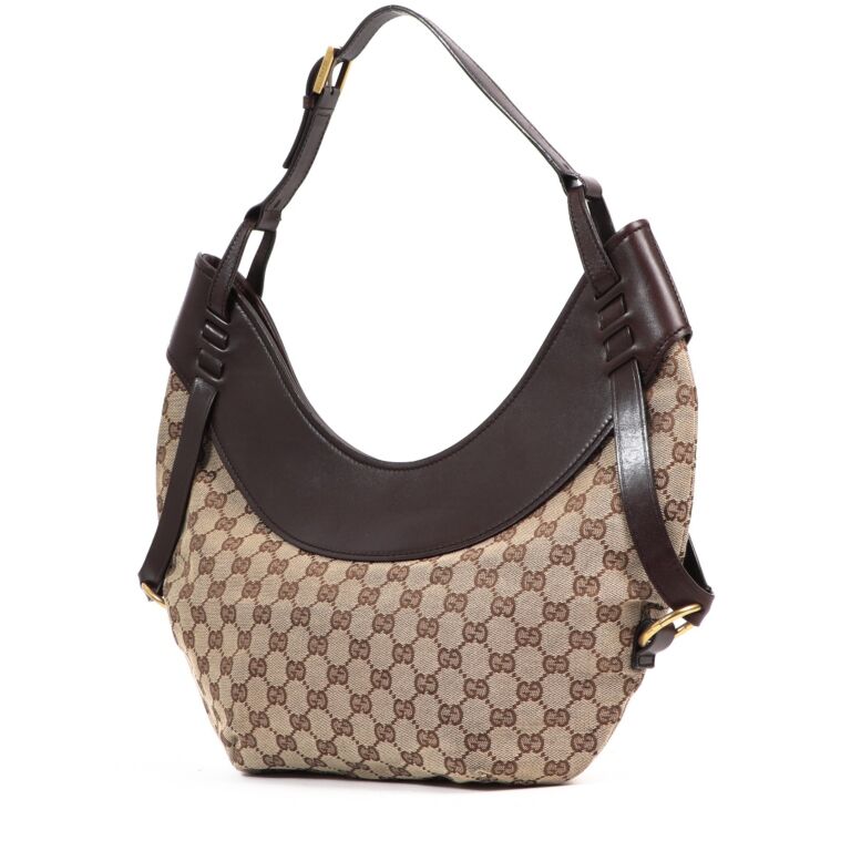 Gucci GG Canvas Half Moon Hobo Bag ○ Labellov ○ Buy and