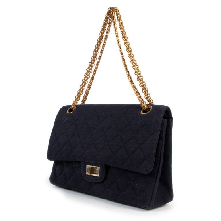 Chanel Blue Fabric 2.55 Reissue Vintage Flap Bag Labellov