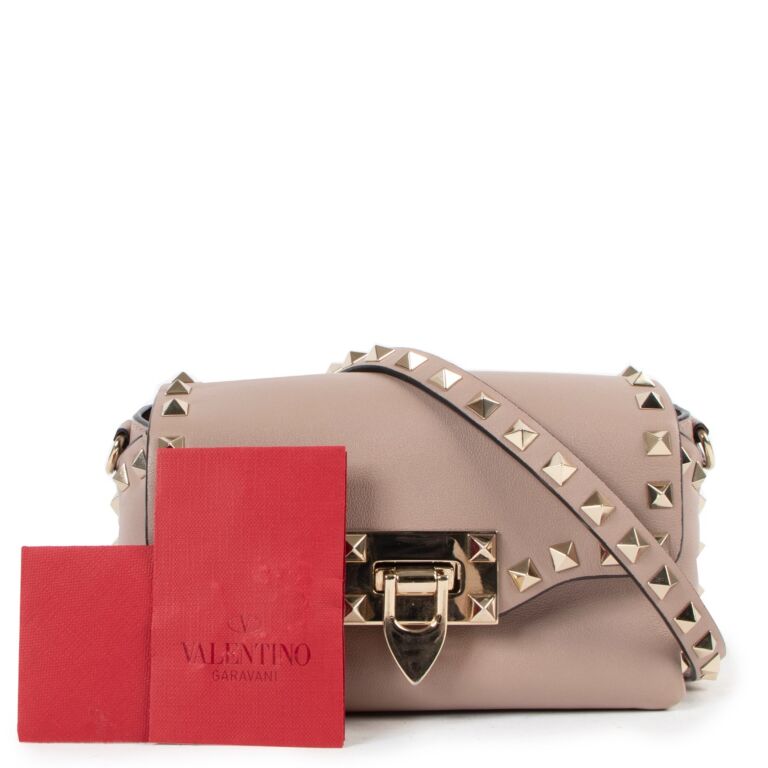 Valentino Garavani Small Rockstud Leather Top Handle Bag in Pink