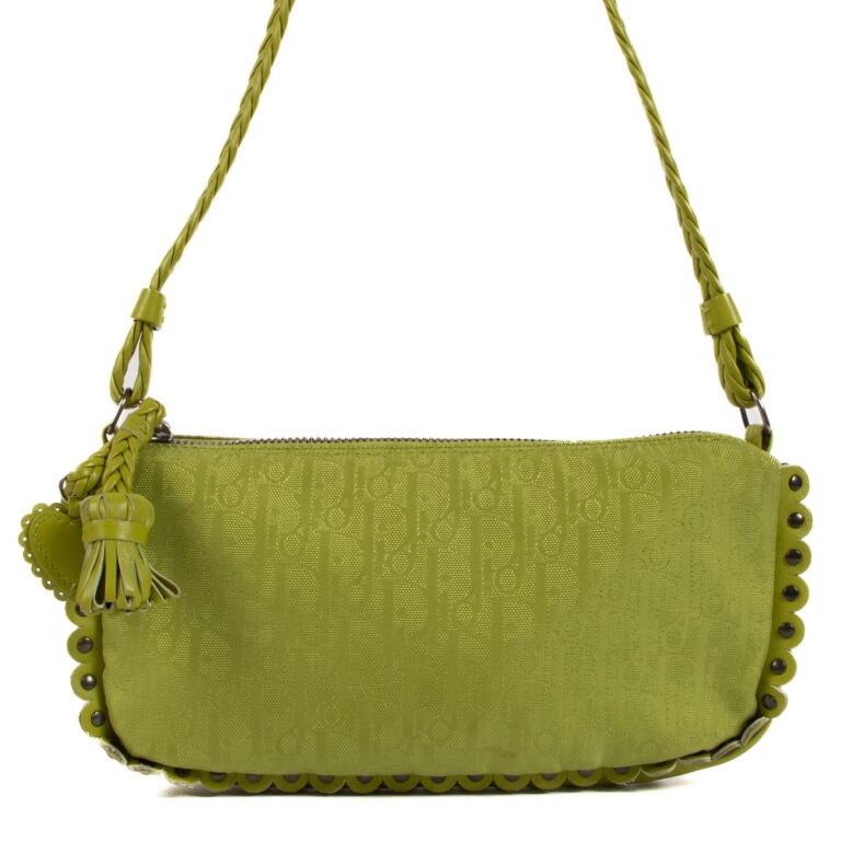 Christian Dior Green Diorissimo Ethnic Clutch Bag Labellov