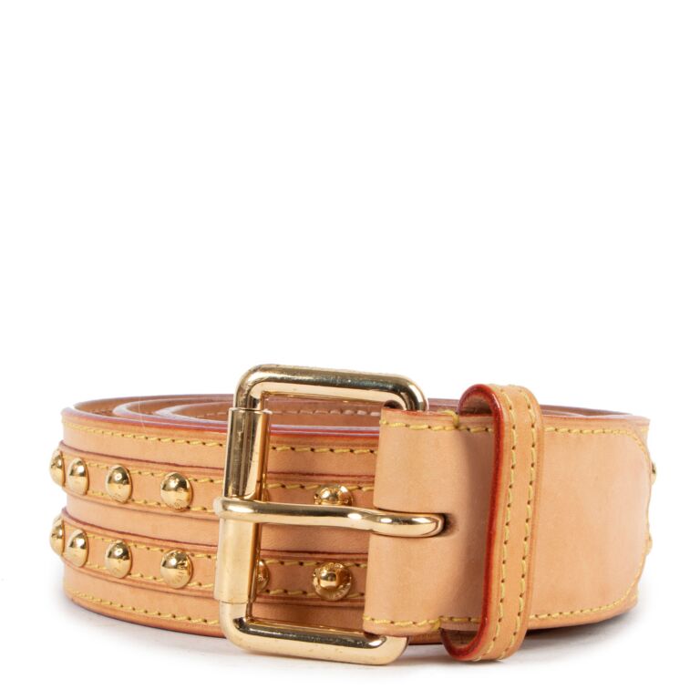 Louis Vuitton Vachetta Leather Studded Belt - Size 90