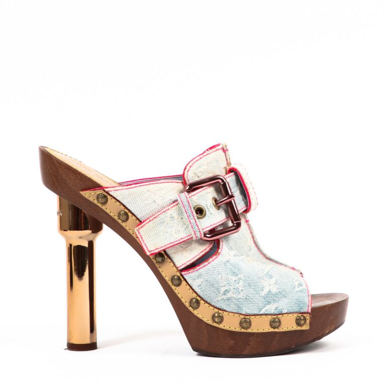 Louis Vuitton Rosa Denim Mule Clogs Size 40 Labellov Buy