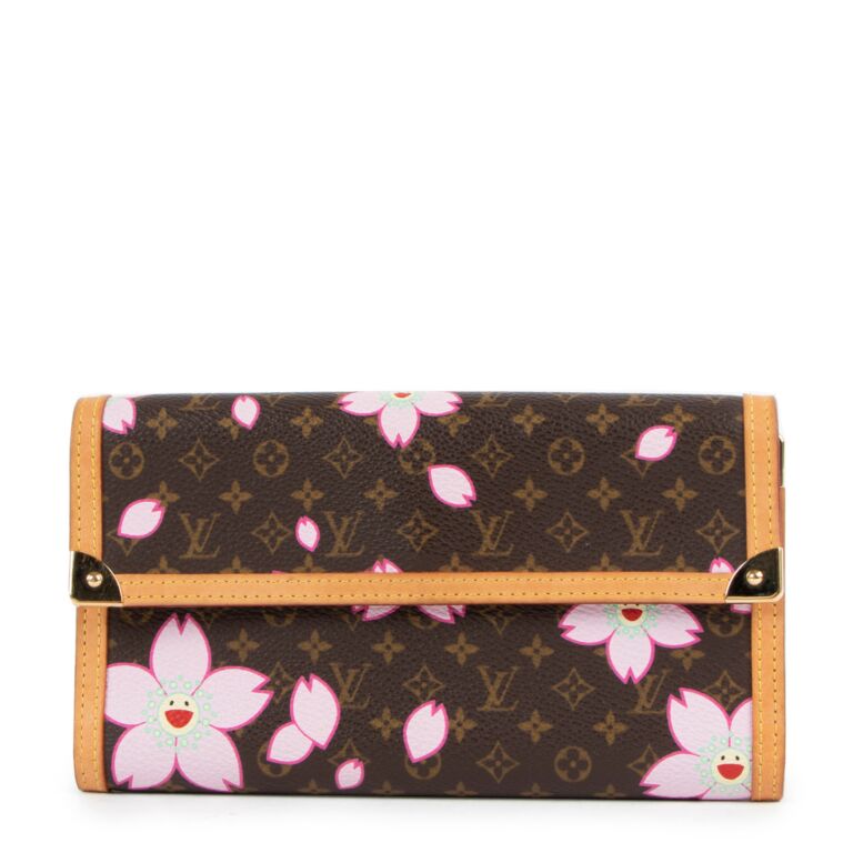 Louis Vuitton x Takashi Murakami Cherry Blossom Address Book Credit Card  Wallet Pink in Coated Canvas with Gold-tone - US