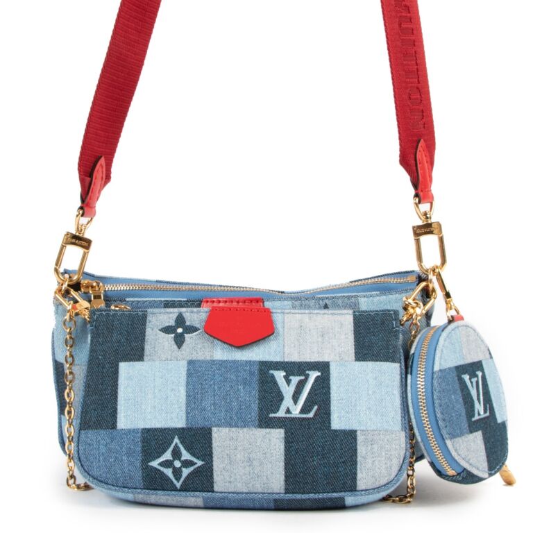 Louis Vuitton Multi Pochette Accessoires Patchwork Denim Blue Red