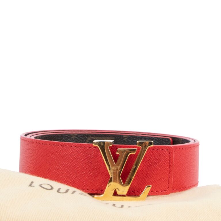 Louis Vuitton Red and Monogram Canvas Reversible Belt - Size 80