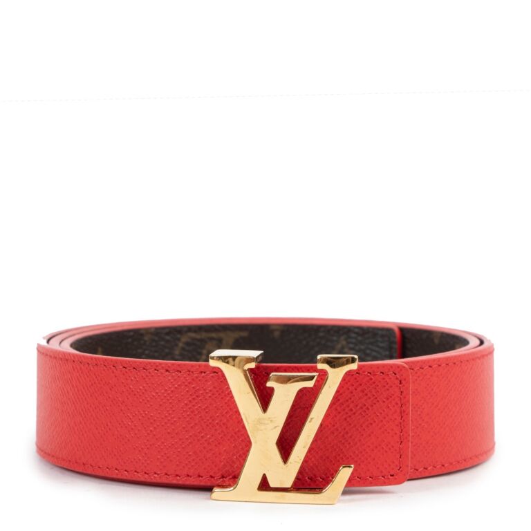 Louis Vuitton Red and Monogram Canvas Reversible Belt Size 80