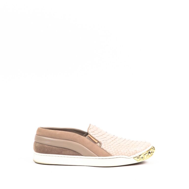 Louis Vuitton Beige Python Slip On Sneakers Size 40 Labellov Buy and Sell Authentic Luxury