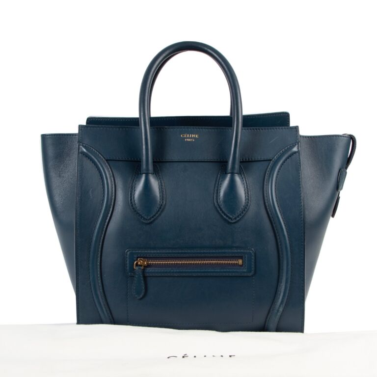 Celine Blue Leather Mini Luggage Tote Bag Labellov Buy and