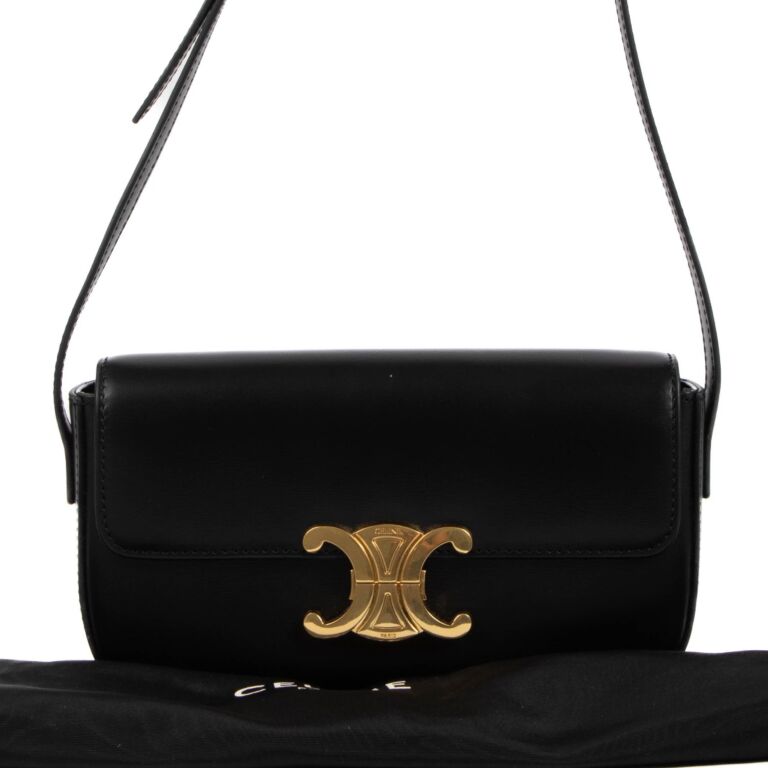 Celine - Authenticated Triomphe Handbag - Leather Black For Woman, Never Worn