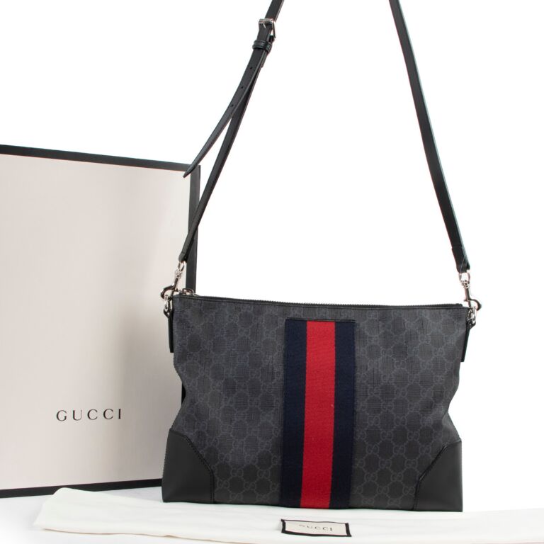 Gucci GG Supreme Wide Black Messenger Bag Labellov Buy and
