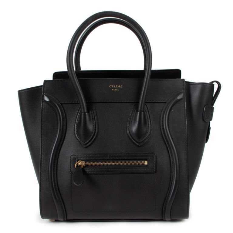 Celine Black Leather Micro Luggage Tote Bag Labellov Buy and Sell ...