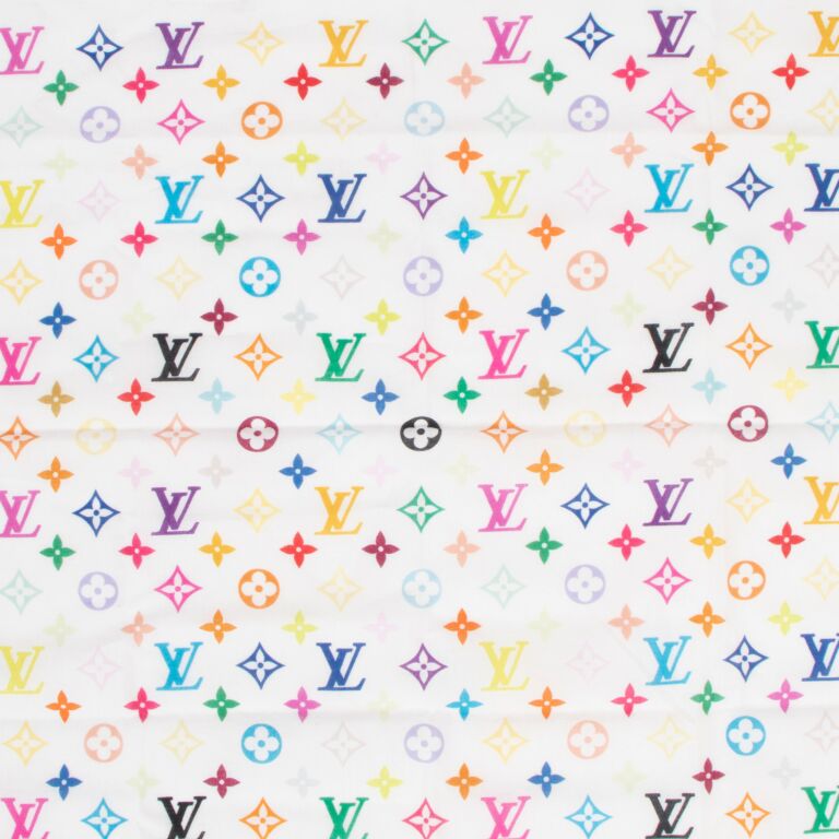 LOUIS VUITTON カラフル ハンカチ Louis Vuitton Takashi Murakami Monogram Multicolore Cotton