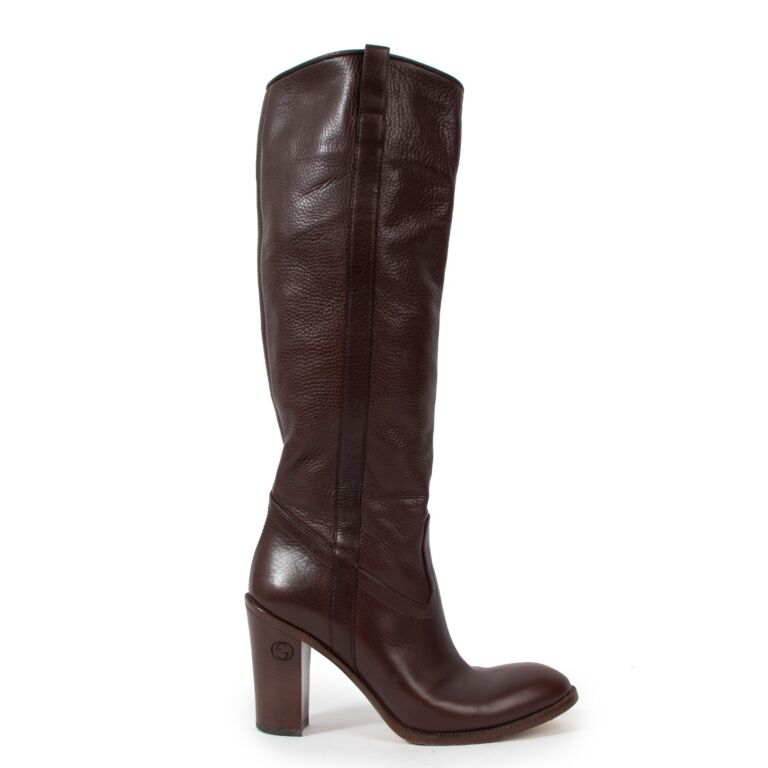Gucci brown leather boots deals