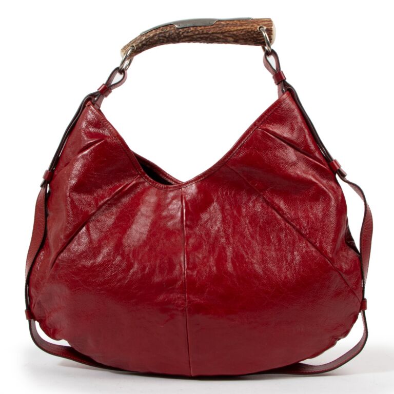 Yves Saint Laurent Red Leather Mombasa Horn Bag - Yoogi's Closet