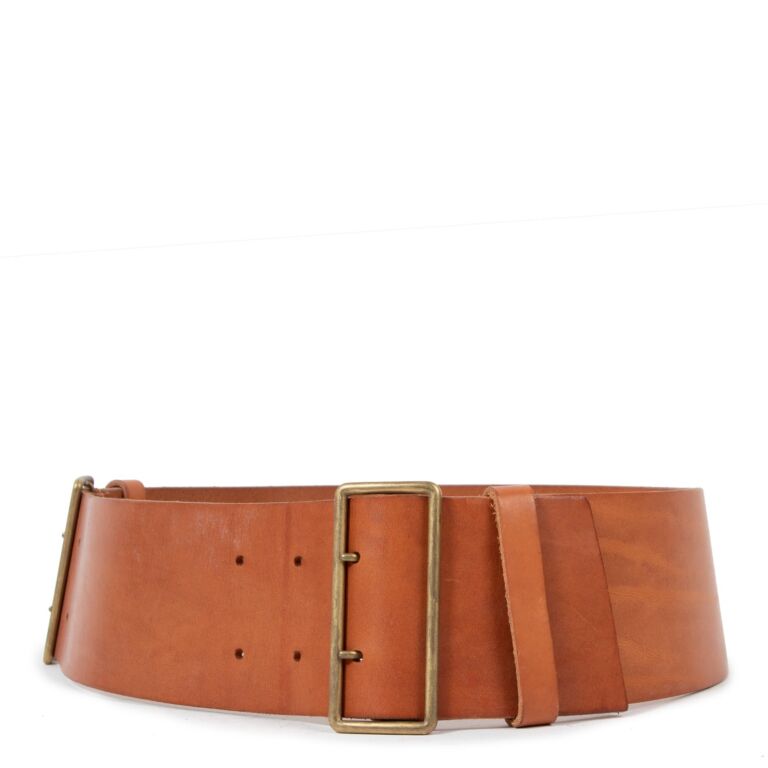 Miu Miu Camel Leather Wide Belt Labellov Buy and Sell